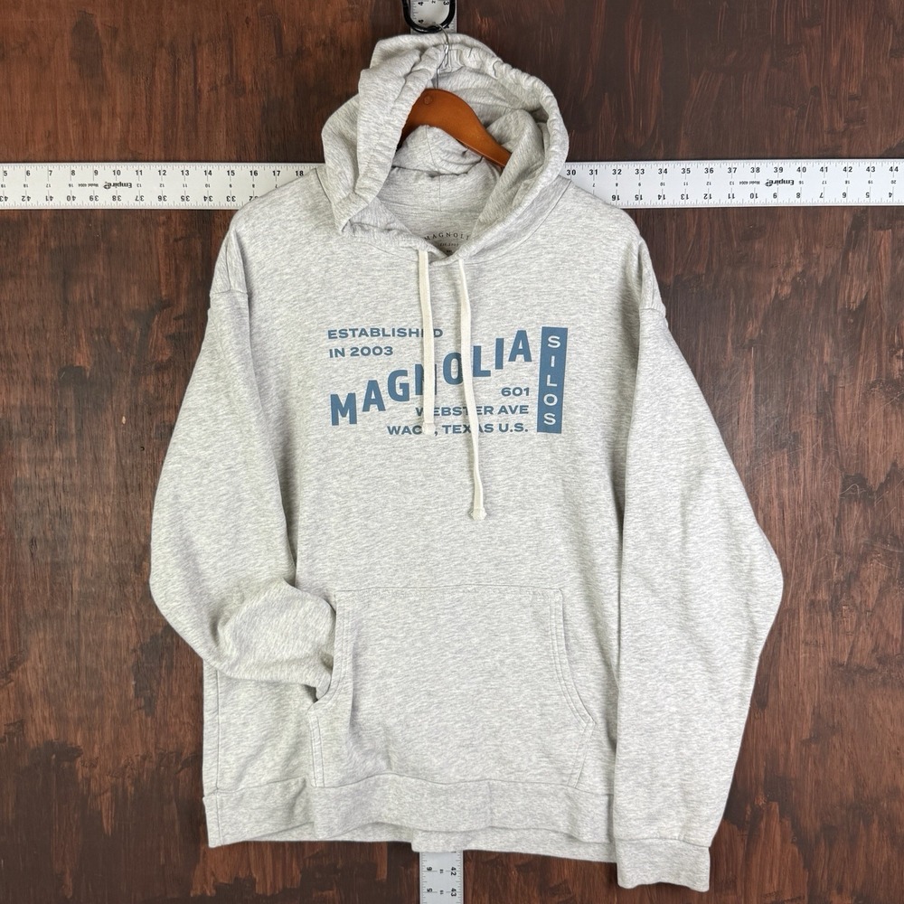 Magnolia Silos Hoodie Waco Texas Chip & Joanna Gaines Fleece Sweatshirt Gray 2XL